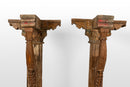 A Pair of Indian Wooden Columns with Brackets