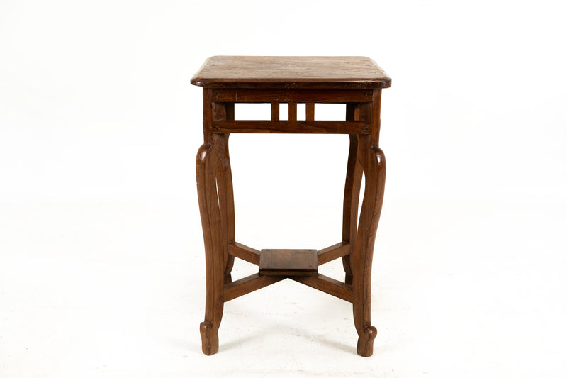 A Square Indian Side Table with Curved Legs