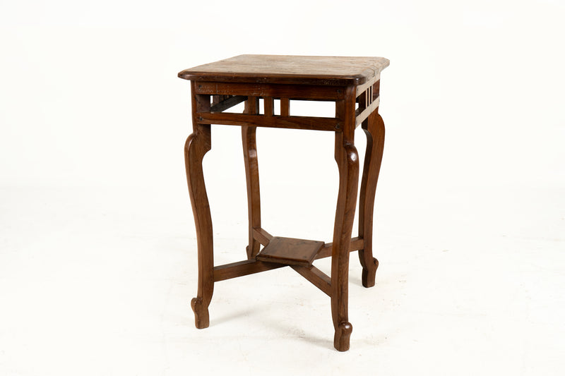 A Square Indian Side Table with Curved Legs