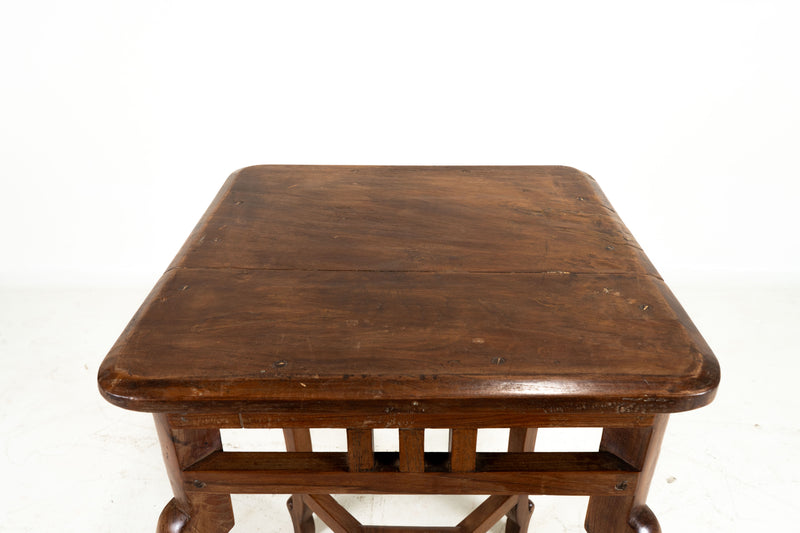 A Square Indian Side Table with Curved Legs