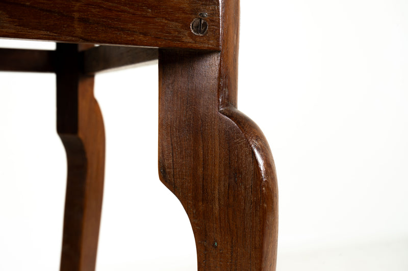 A Square Indian Side Table with Curved Legs