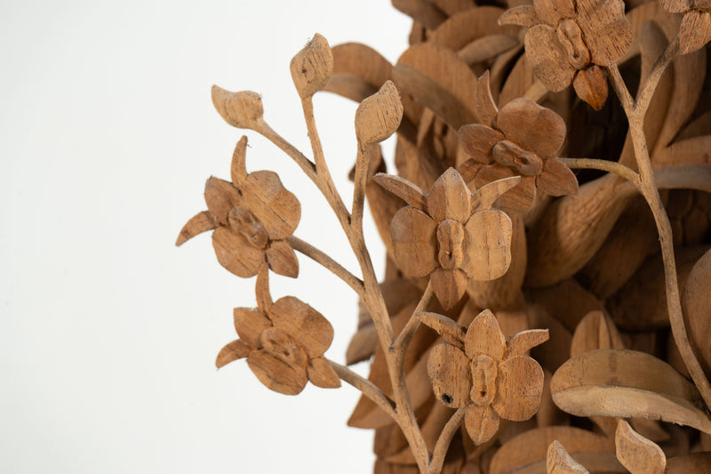 A Teakwood Carving of an Orchid