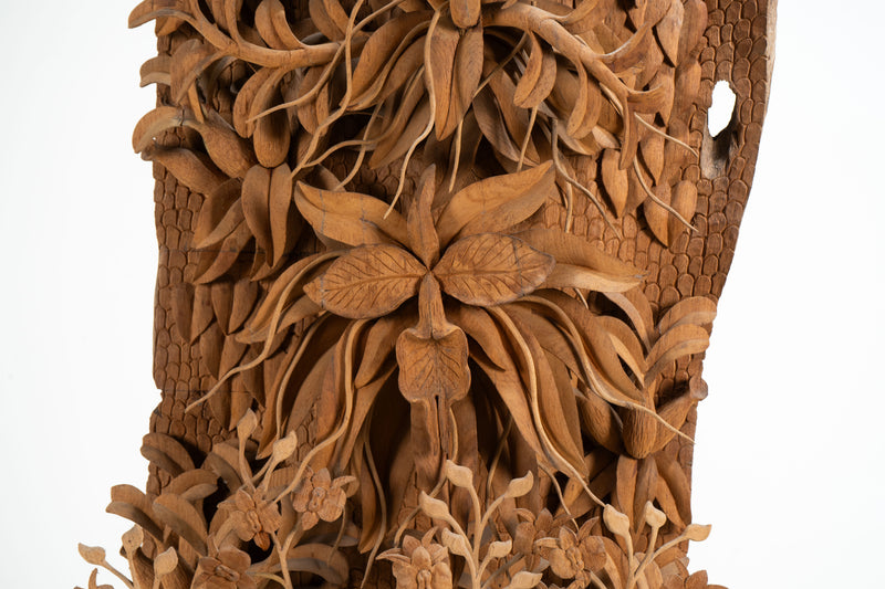 A Teakwood Carving of an Orchid