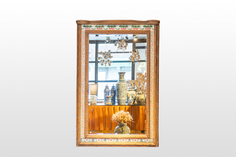 A 1950s Teakwood Mirror with Green Tiling