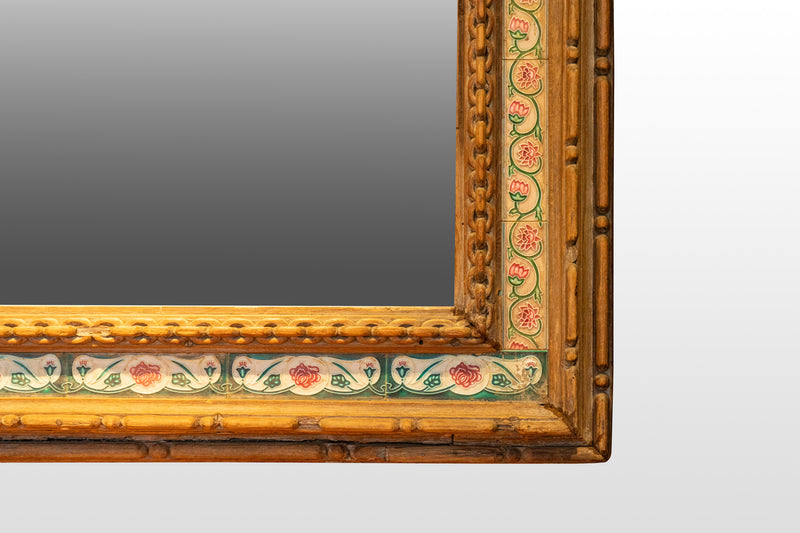 A 1950s Teakwood Mirror with Green Tiling
