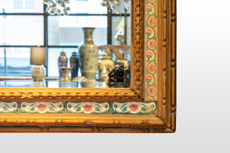 A 1950s Teakwood Mirror with Green Tiling