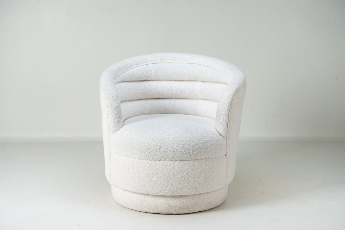 A White Boucle Lounge Chair
