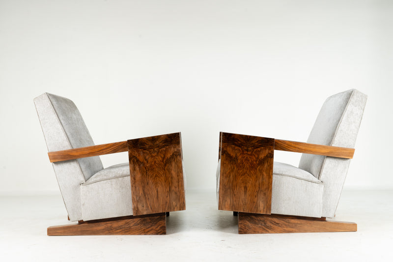 A Pair of Hungarian Walnut Armchairs, Budapest | c.1970