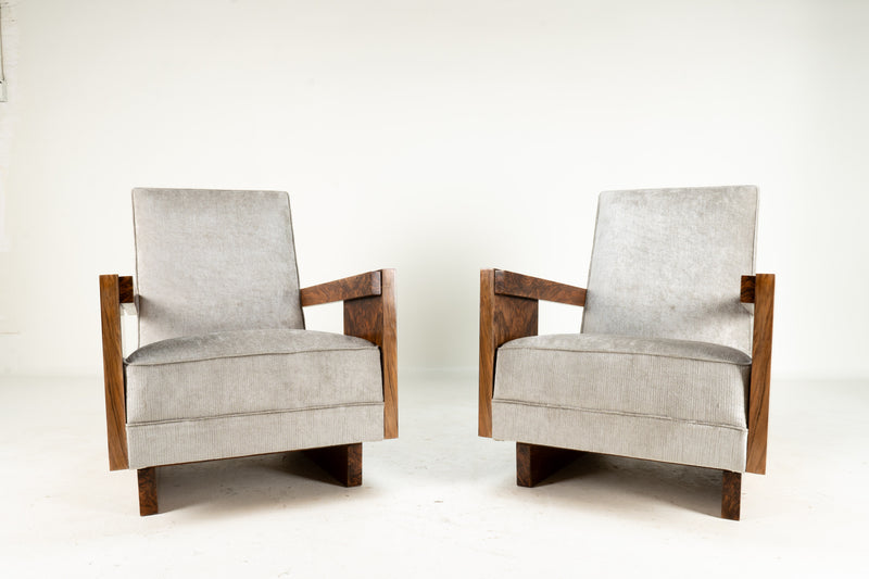 A Pair of Hungarian Walnut Armchairs, Budapest | c.1970