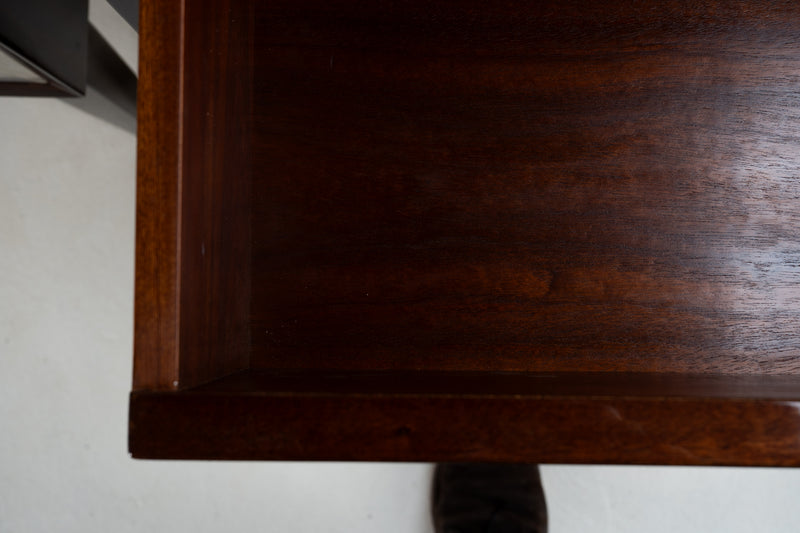A Pair Mid-Century Side Chests with Macassar Veneer and Brass Edge Trim