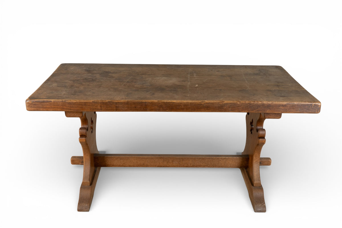 A Gothic Revival Oak Trestle Table