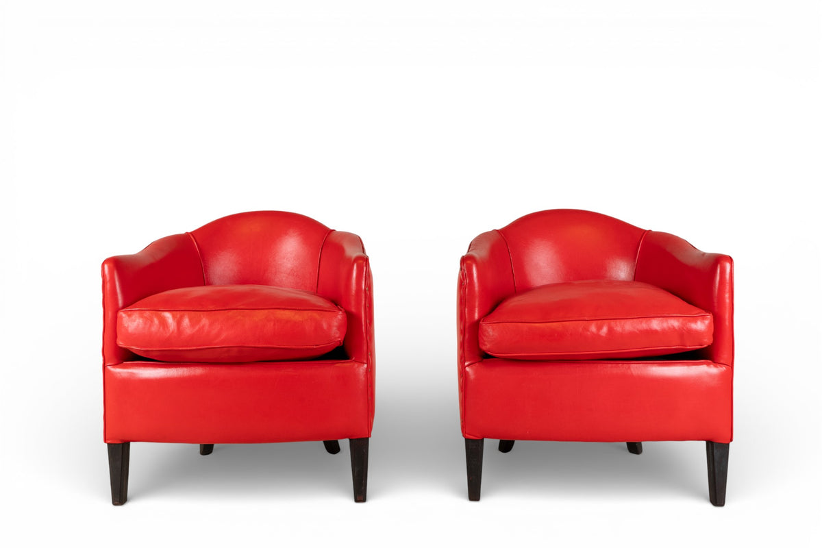 A Pair of French Leather Armchairs