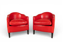 A Pair of French Leather Armchairs