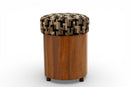 A Round Stool with Upholstered Top