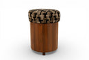 A Round Stool with Upholstered Top
