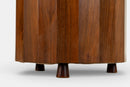 A Round Stool with Upholstered Top