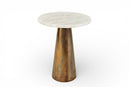 An Onyx Marble Top Side Table with a Round Brass Base