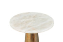 An Onyx Marble Top Side Table with a Round Brass Base