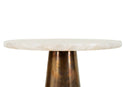 An Onyx Marble Top Side Table with a Round Brass Base