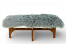 A Walnut Bench with Faux Sheepskin
