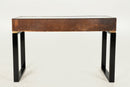 A Console Table with Walnut Veneer Drawer Fronts and Glass Top