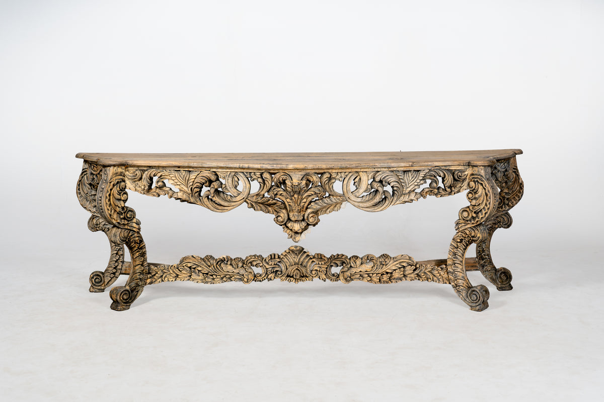 An Indian Console Table From Hand-Carved Teak