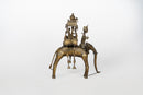 An Indian Brass Sculpture of an Elephant and a Warrior