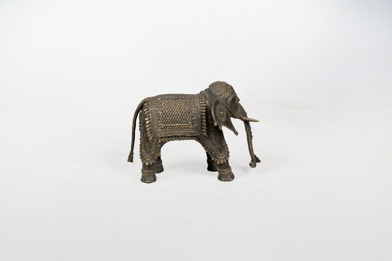A Brass Figure of a Caparisoned Elephant