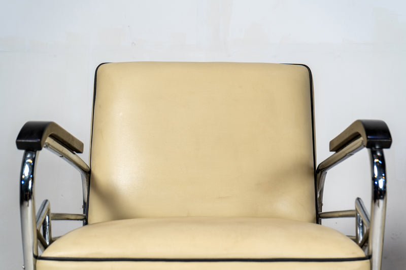 A Pair of Indian Art Deco Chairs with Chrome Frames