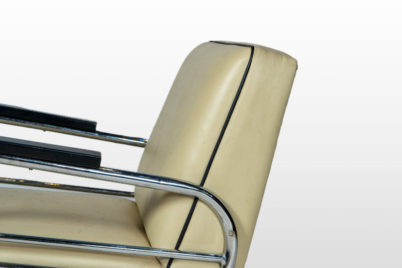 A Pair of Indian Art Deco Chairs with Chrome Frames