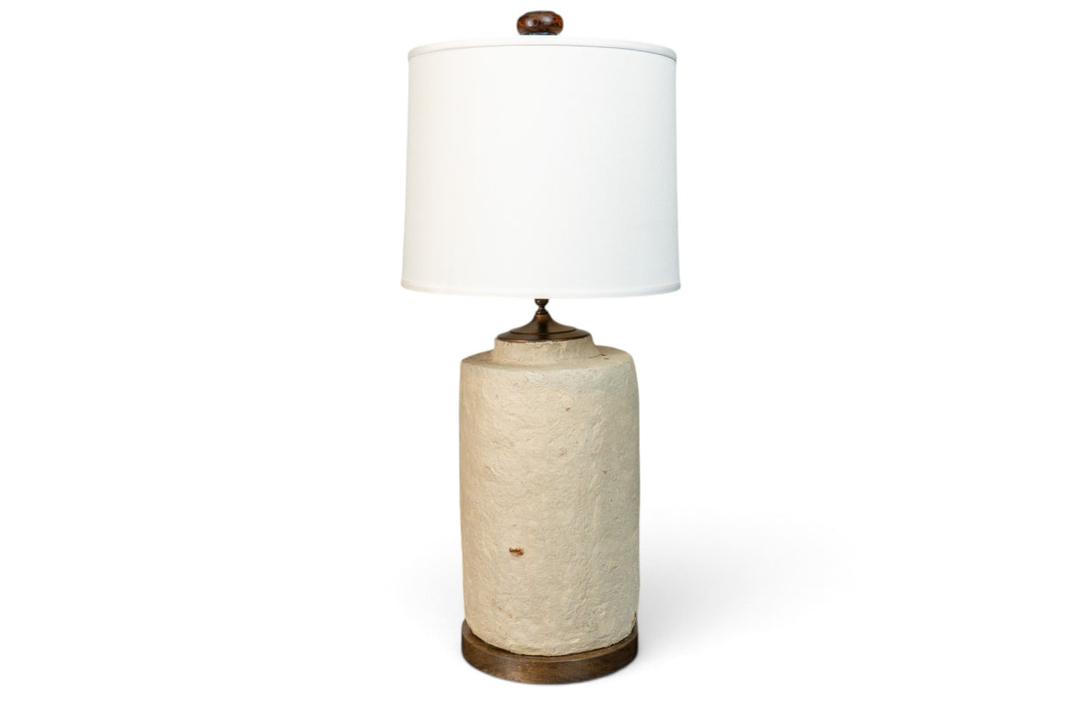 A Papermache Cylindrical Vase Lamp