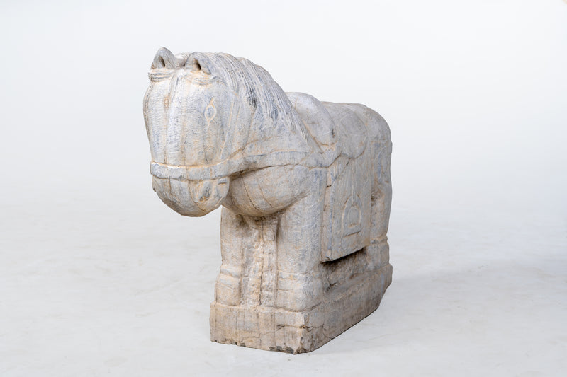 A Pair of Chinese Limestone Horses