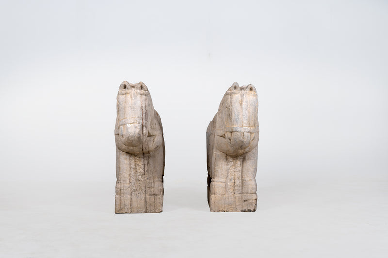 A Pair of Chinese Limestone Horses