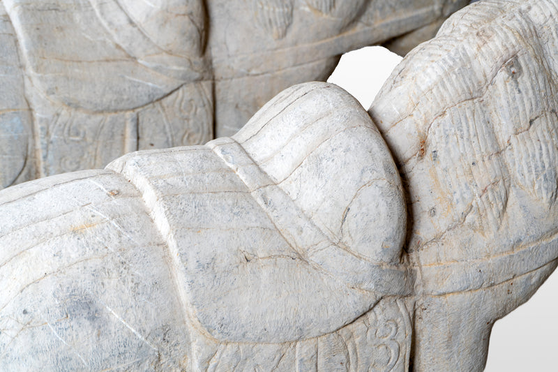 A Pair of Chinese Limestone Horses