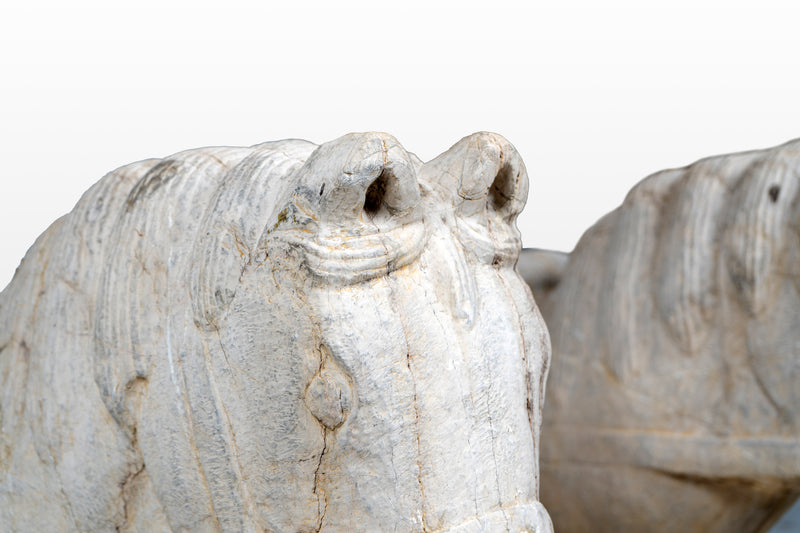 A Pair of Chinese Limestone Horses