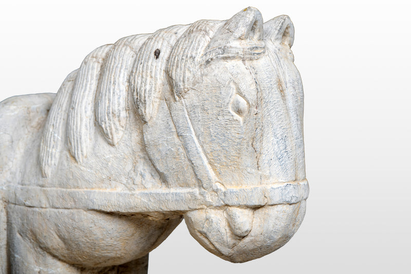 A Pair of Chinese Limestone Horses