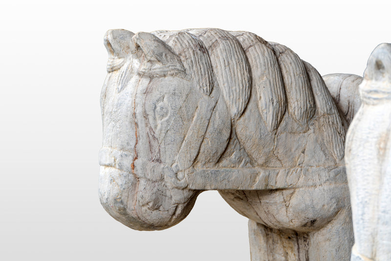 A Pair of Chinese Limestone Horses
