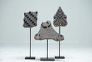 A Set of 3 Indian Textile Print Blocks on Metal Stands