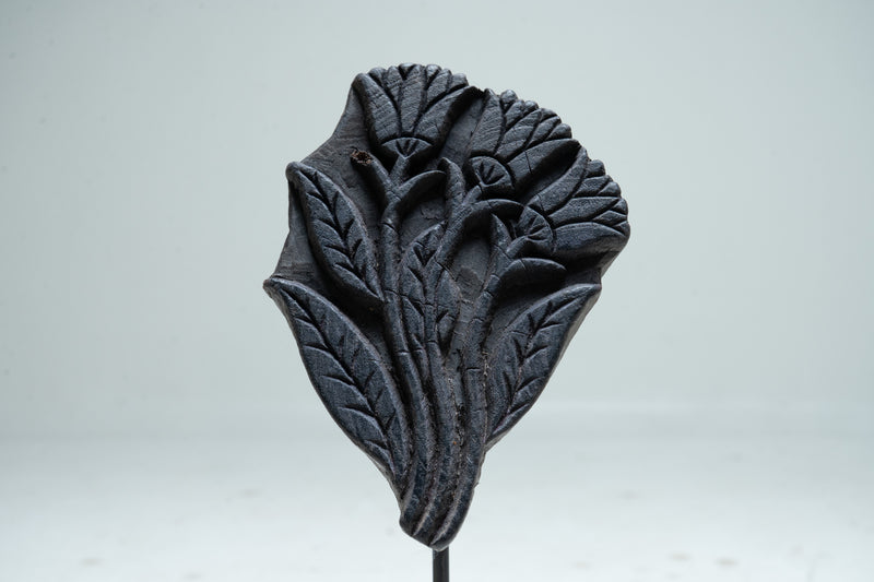 A Set of 3 Indian Textile Print Blocks on Metal Stands