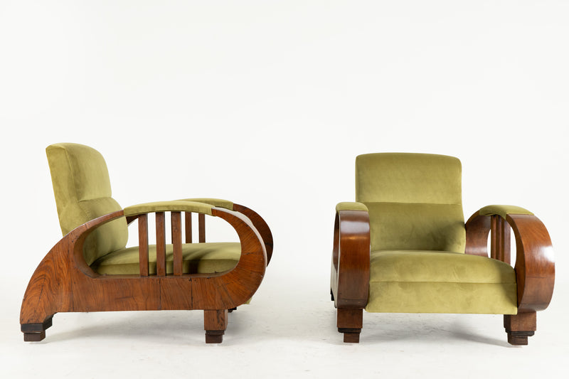 A Pair of Indian Art Deco Lounge Chairs
