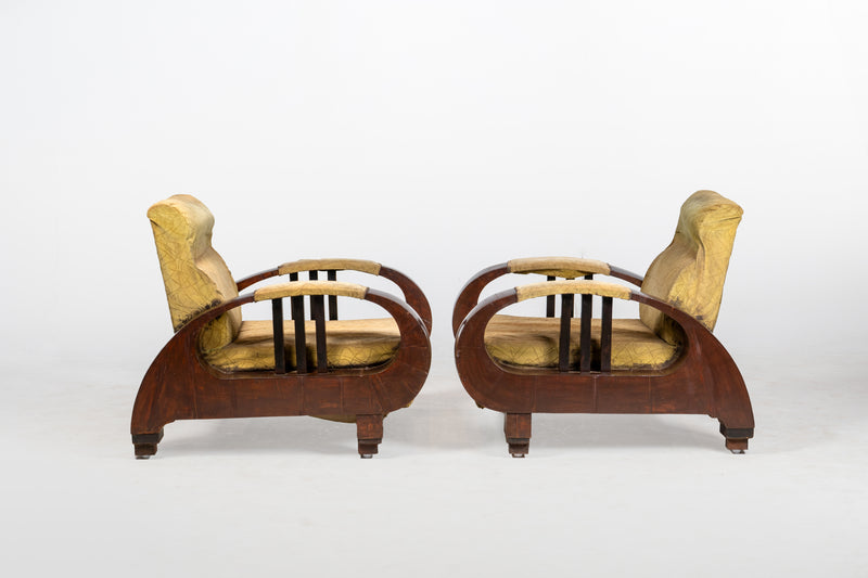 A Pair of Indian Art Deco Lounge Chairs