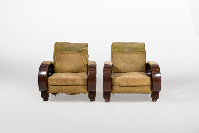 A Pair of Indian Art Deco Lounge Chairs