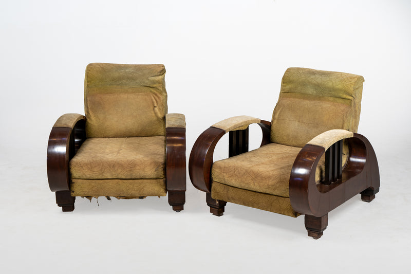 A Pair of Indian Art Deco Lounge Chairs