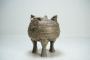 An Archaic Style Chinese Bronze Ritual Food Vessel and Cover (Ding)