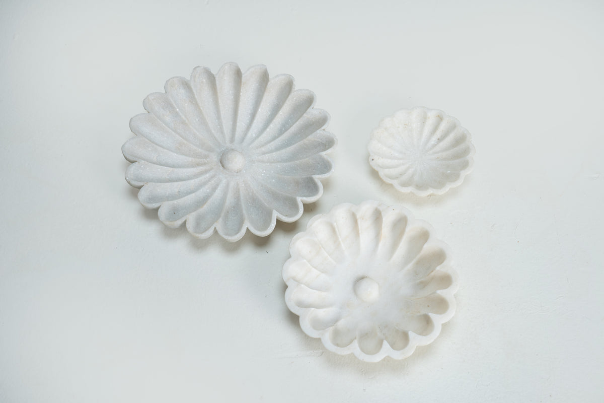 A Thai Carved Marble Lotus Plate
