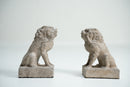 A Pair of Chinese Limestone Miniature Foo Dogs
