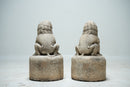 A Pair of Chinese Limestone Miniature Foo Dogs