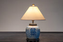 A Blue and White "Double Happiness" Jar Lamp