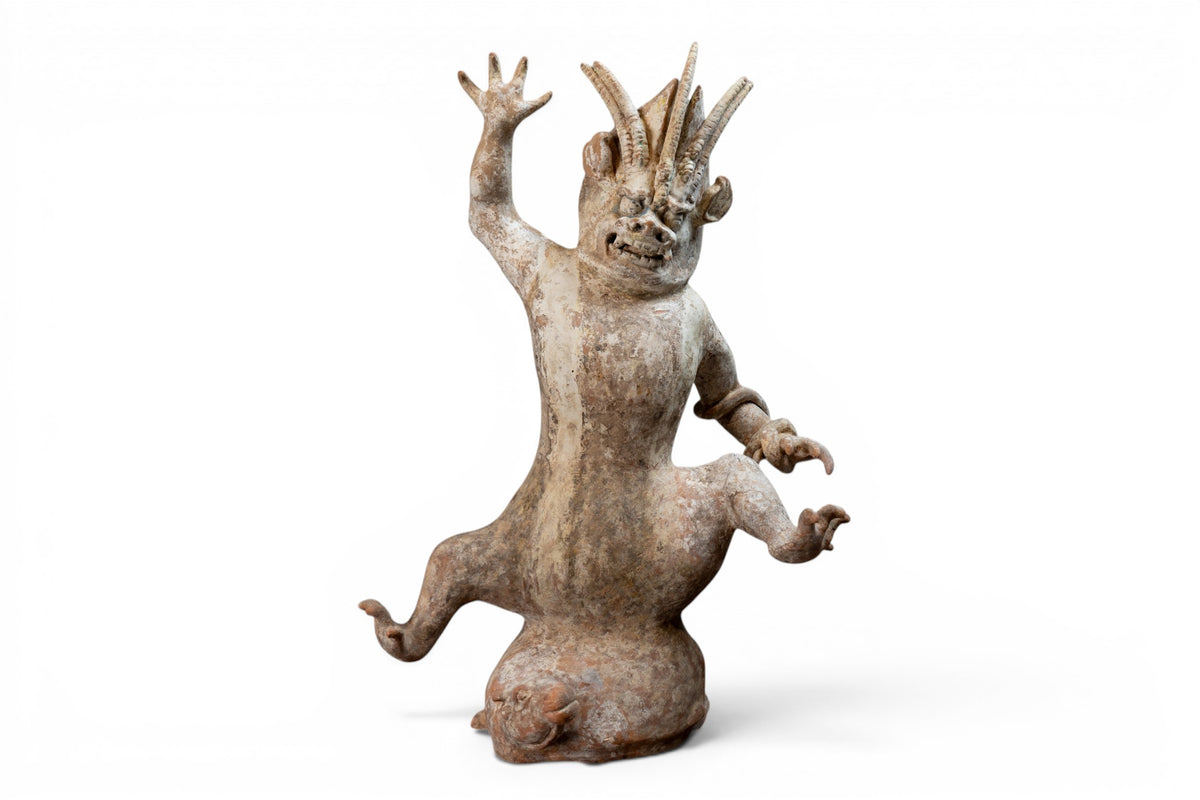 A Large Zhenmushou Tomb Guardian Figure