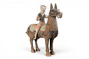 A Large Painted Pottery Equestrian Figure